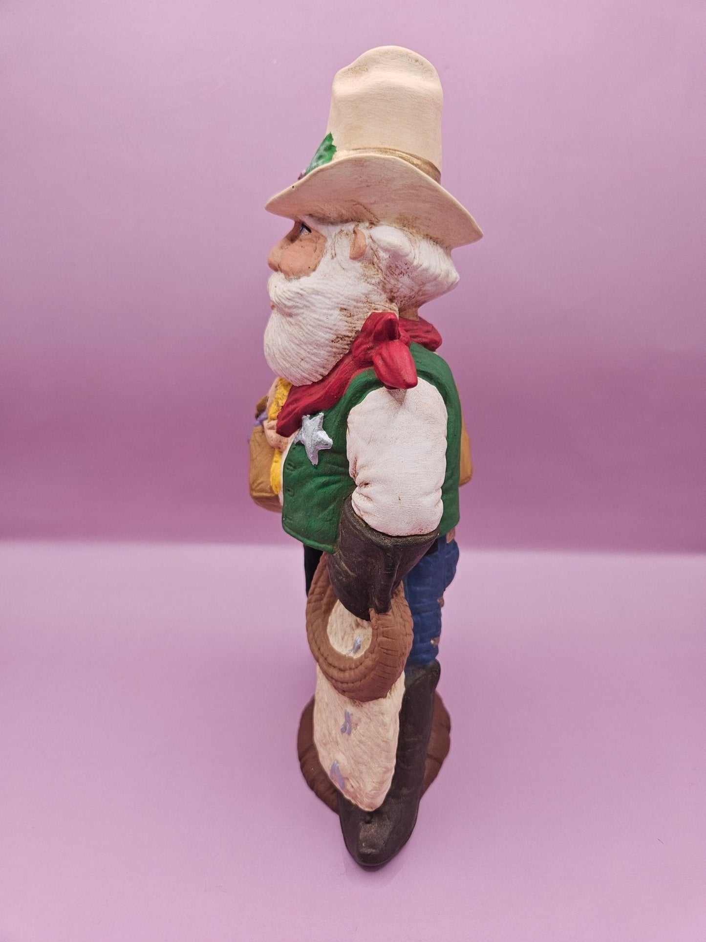 Handmade Western Santa – Hand-Painted Ceramic Christmas Decor (8.5"x4")