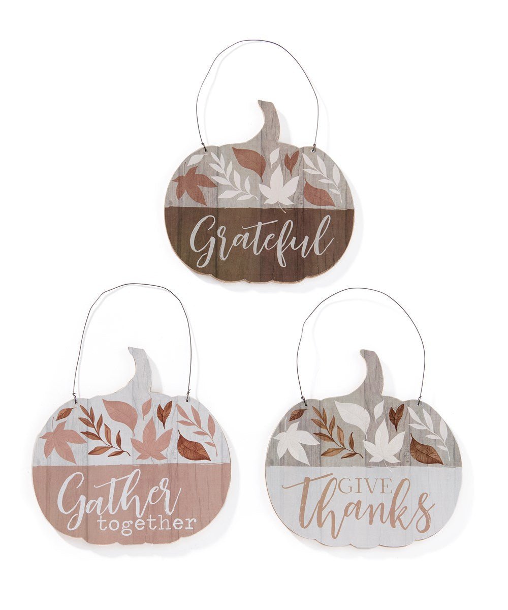 Hanging Pumpkin Signs w/ Saying