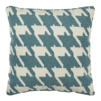Hanne Houndstooth Pillow- Soft Aqua Blue