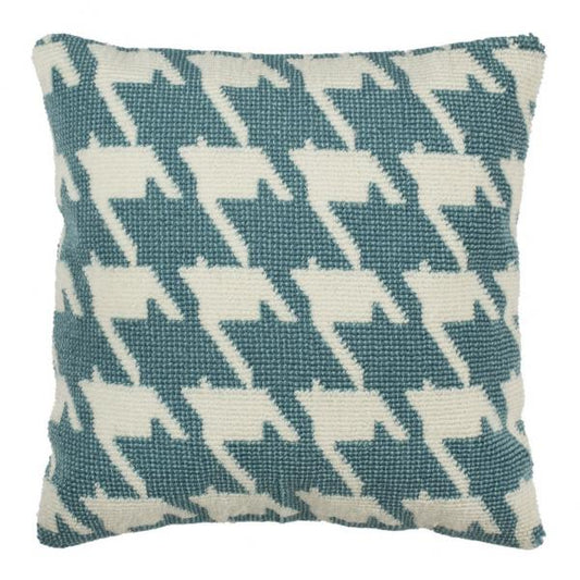 Hanne Houndstooth Pillow- Soft Aqua Blue