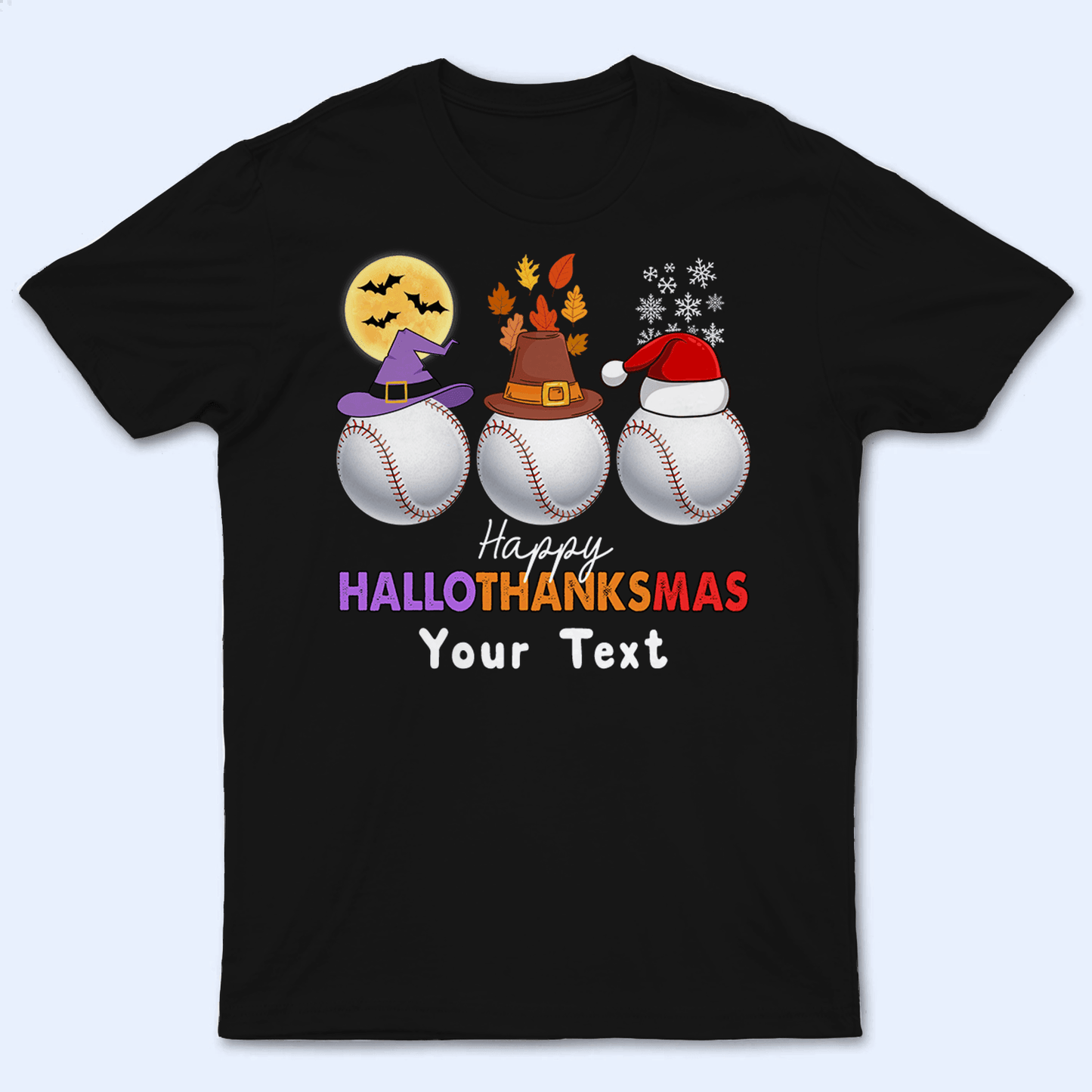 Happy Hallothanksmas - Personalized Custom T Shirt - Birthday, Loving, Funny Gift for Grandma/Nana/Mimi, Mom, Wife, Grandparent