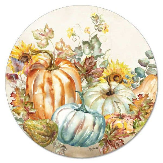 Harvest Pumpkins & Sunflowers Glass Lazy Susan Turntable