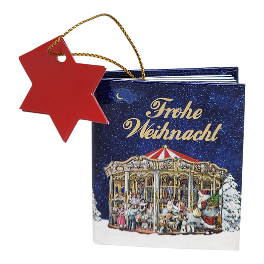 Popup Mini Book German Ornament - Frohe Weihnacht Carousel