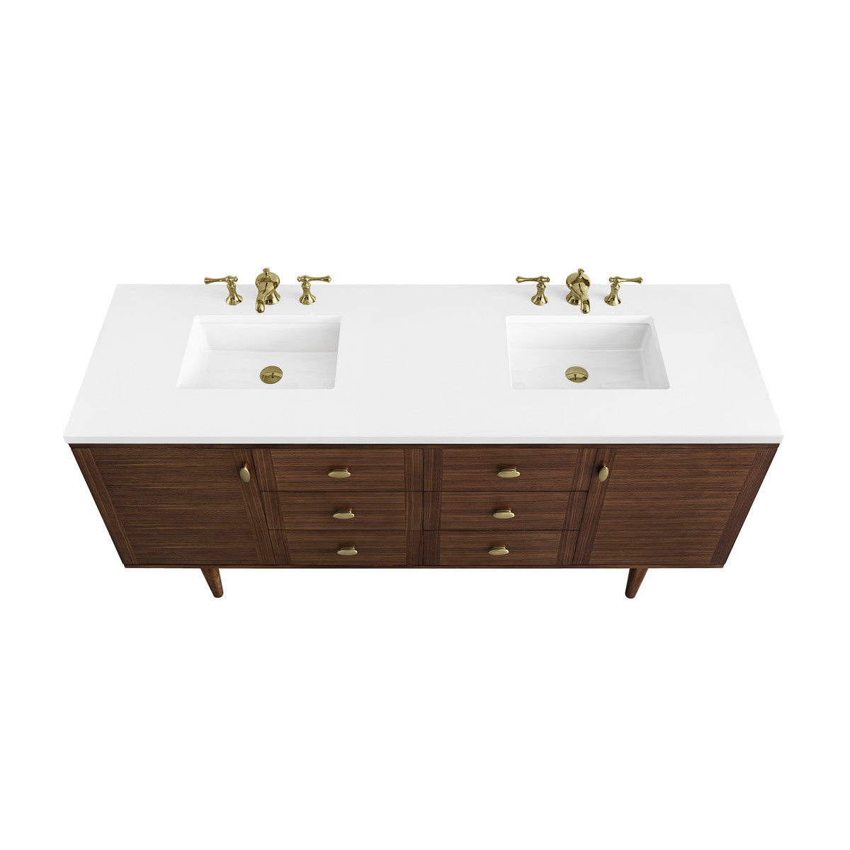 Amberly 72" Double Vanity Cabinet, Mid-Century Walnut