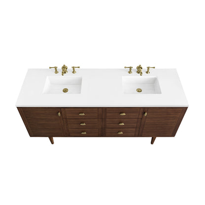 Amberly 72" Double Vanity Cabinet, Mid-Century Walnut