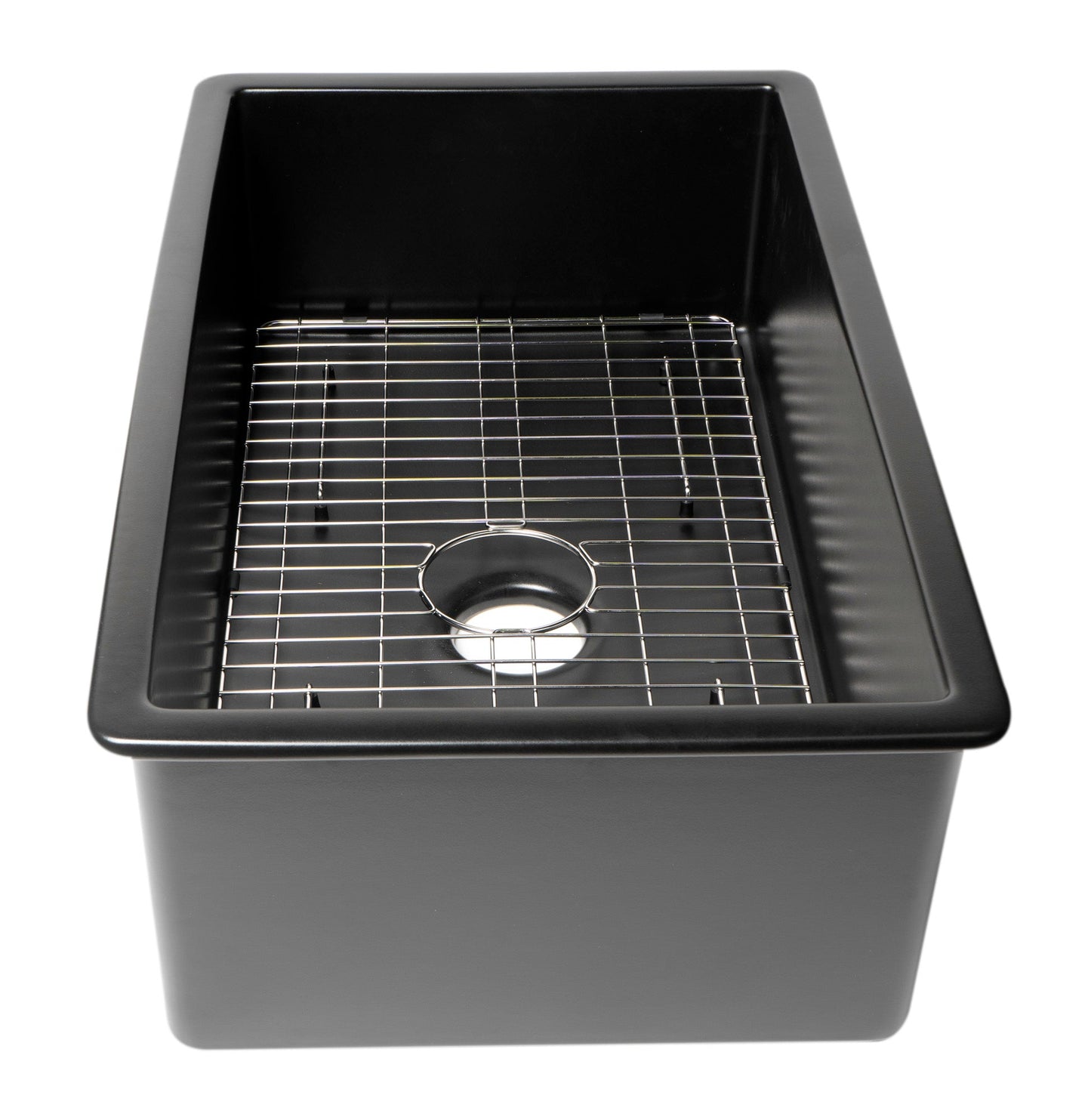 ALFI brand ABF3219SUD 32" x 19" Fireclay Single Bowl Undermount / Drop In Kitchen Sink w Grid