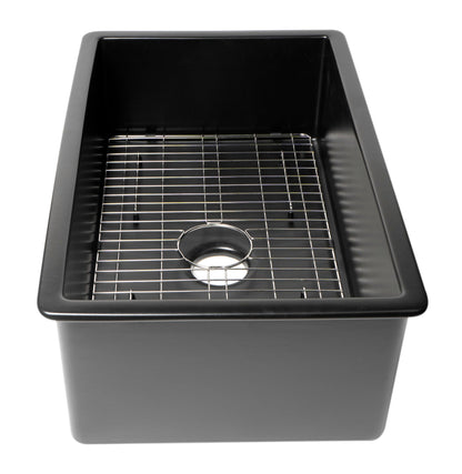 ALFI brand ABF3219SUD 32" x 19" Fireclay Single Bowl Undermount / Drop In Kitchen Sink w Grid