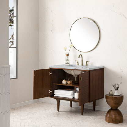 Amberly 36" Single Vanity Cabinet, Mid-Century Walnut