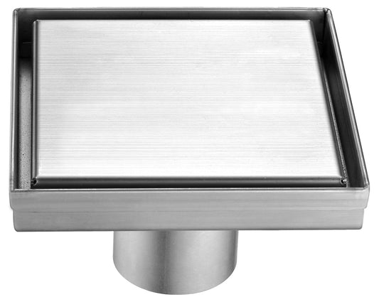 ALFI brand  ABSD55B-BSS 5" x 5" Modern Square Brushed Stainless Steel Shower Drain with Solid Cover
