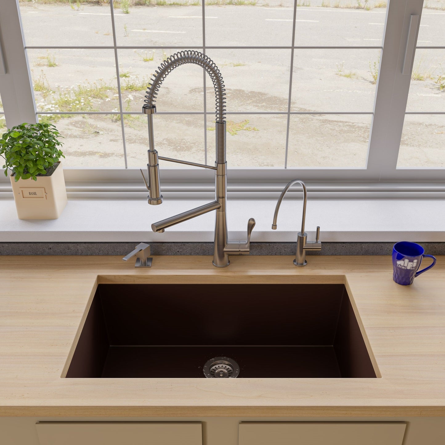 ALFI brand AB3322UM 33" Single Bowl Undermount Granite Composite Kitchen Sink