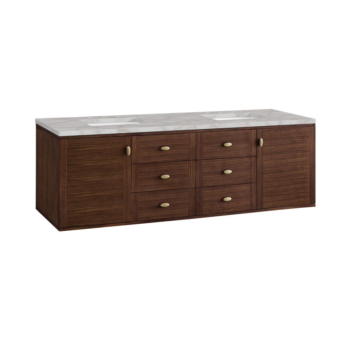 Amberly 72" Double Vanity Cabinet, Mid-Century Walnut