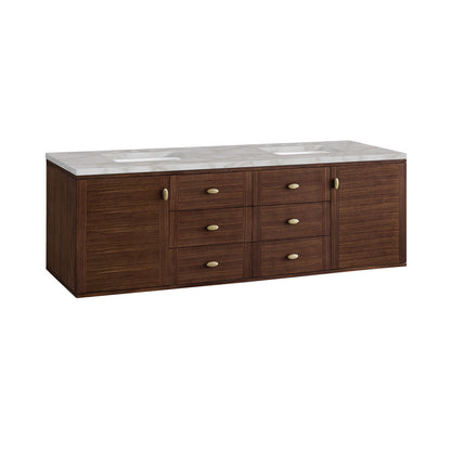 Amberly 72" Double Vanity Cabinet, Mid-Century Walnut