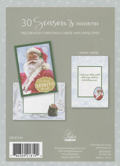 Classic Boxed Cards - Set of 30 - Class Santa