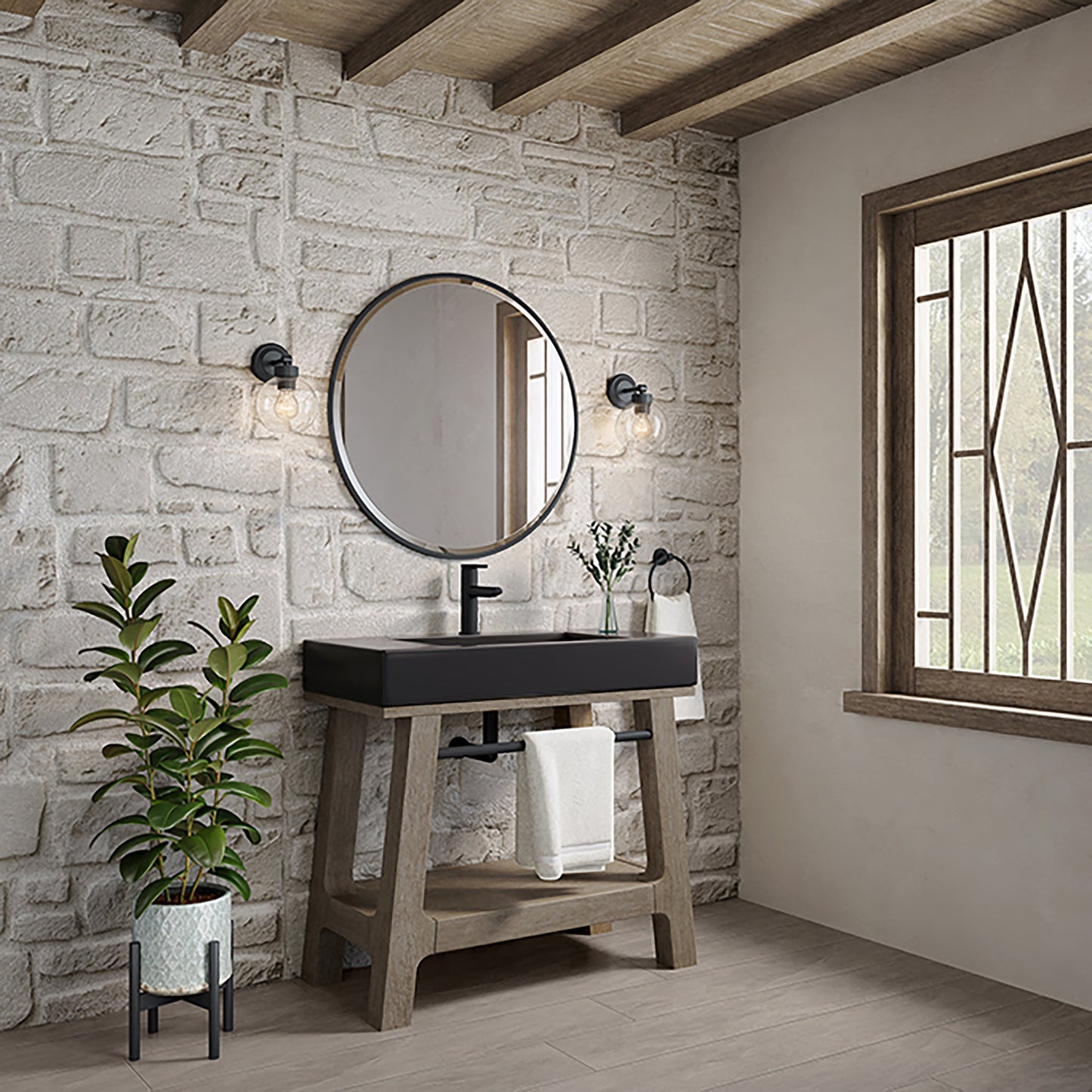 Auburn 36" Single Sink Console, Weathered Timber