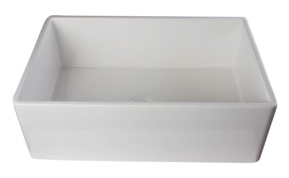 ALFI brand AB510 AB510-W White 30" Contemporary Smooth Apron Fireclay Farmhouse Kitchen Sink