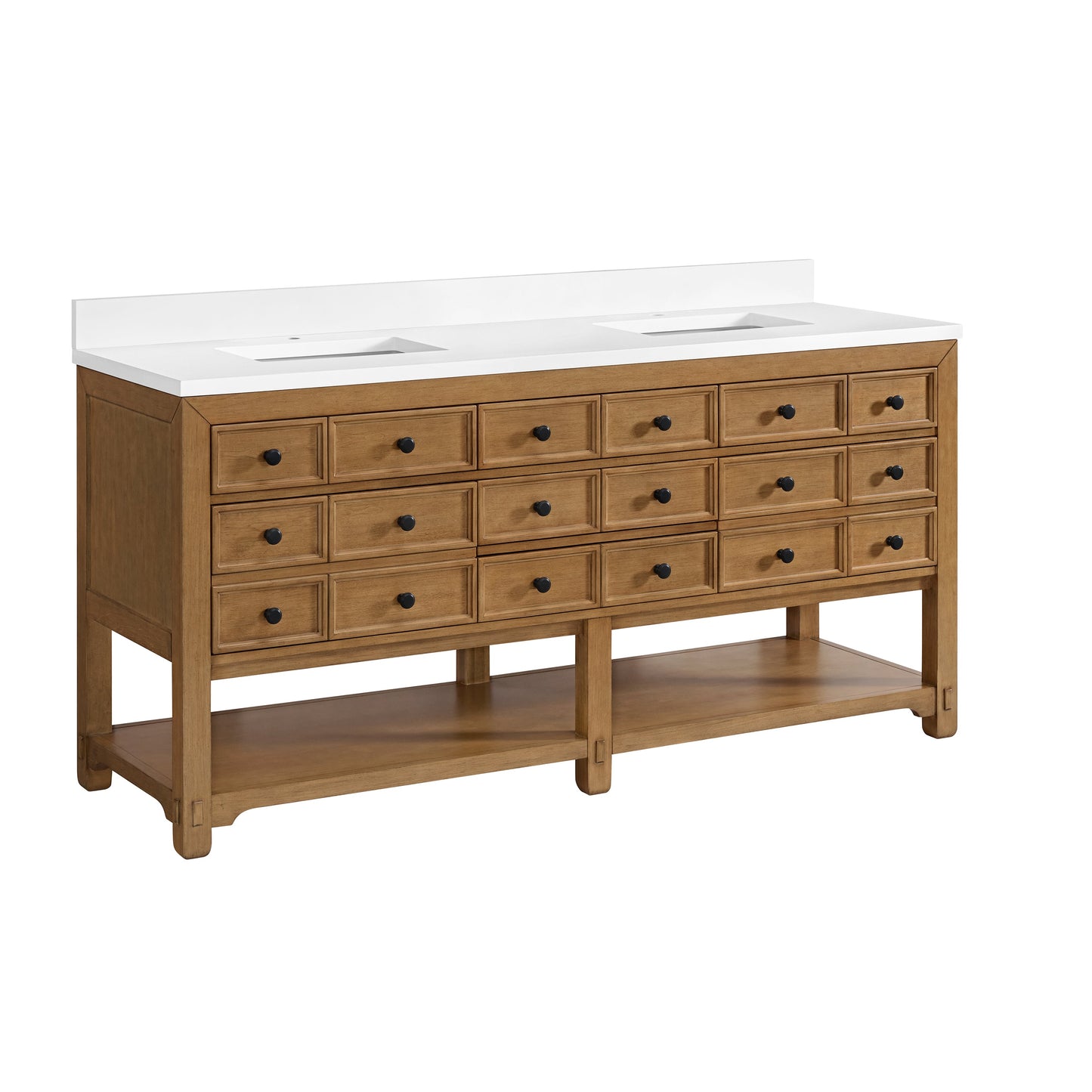 Malibu 72" Double Vanity Cabinet, Amber Birch