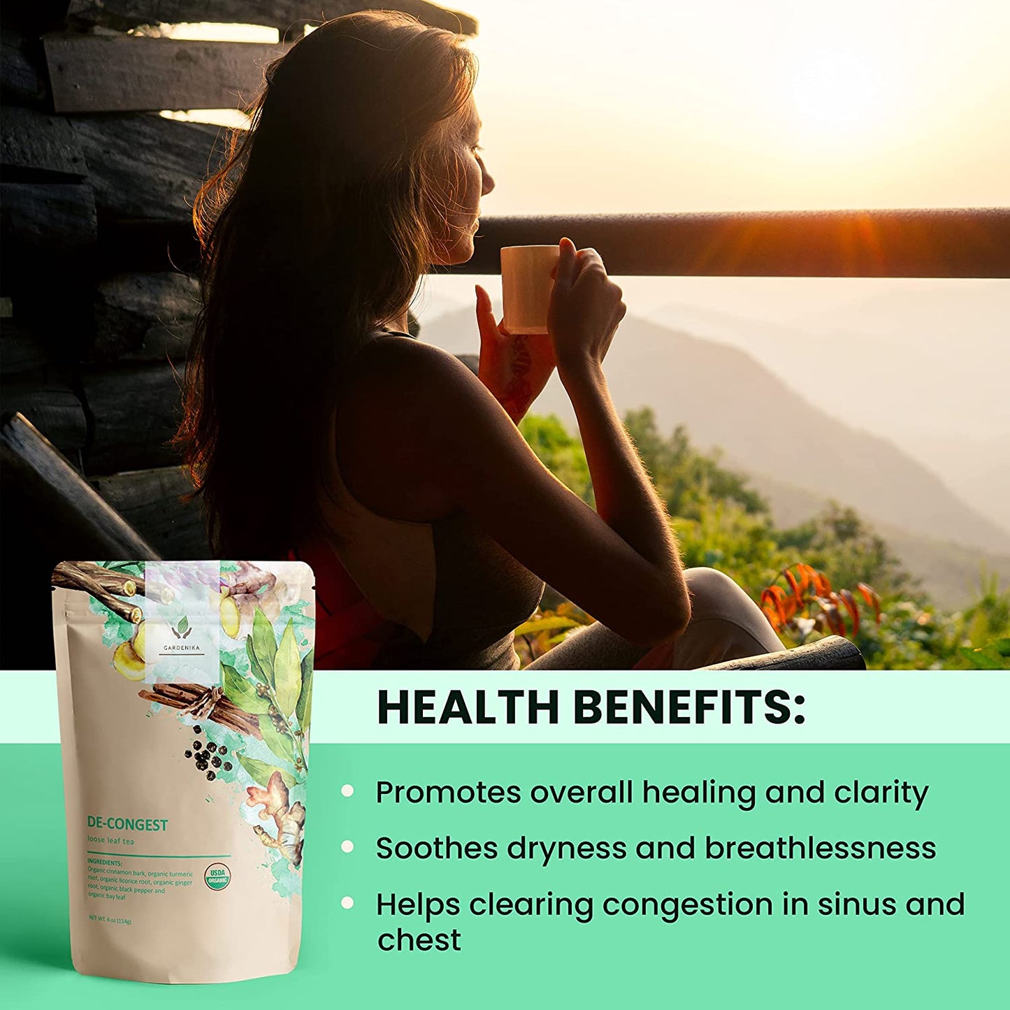 Decongest Loose Leaf Tea, Organic, Kosher, Herbal & Caffeine-Free - 4 oz (114g)