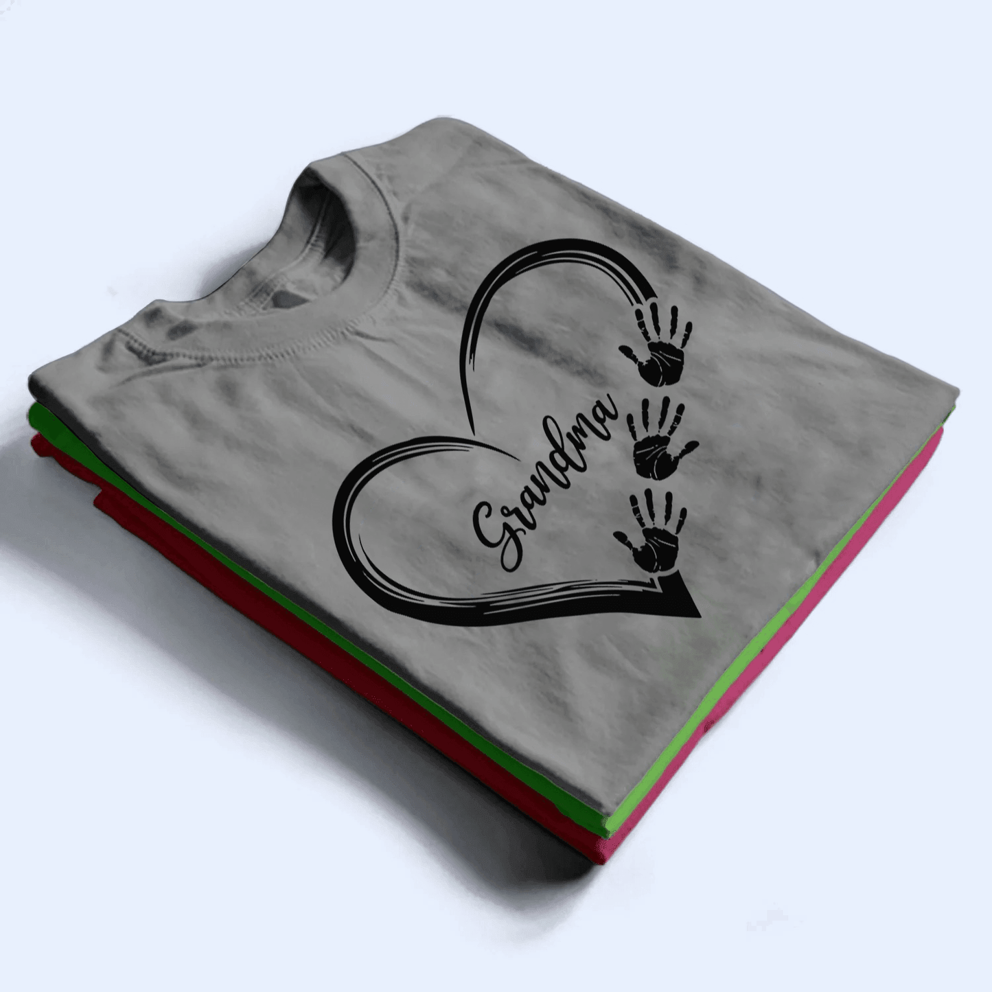 Heart Hand Grandma - Personalized Custom T Shirt - Birthday, Loving, Funny Gift for Grandma/Nana/Mimi, Mom, Wife, Grandparent