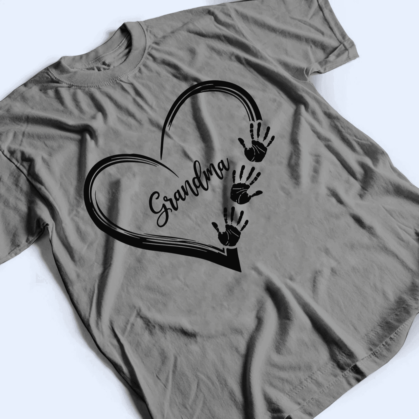 Heart Hand Grandma - Personalized Custom T Shirt - Birthday, Loving, Funny Gift for Grandma/Nana/Mimi, Mom, Wife, Grandparent