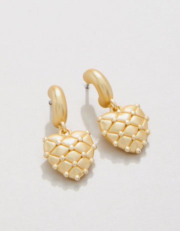 Heart Pillow Earrings Gold