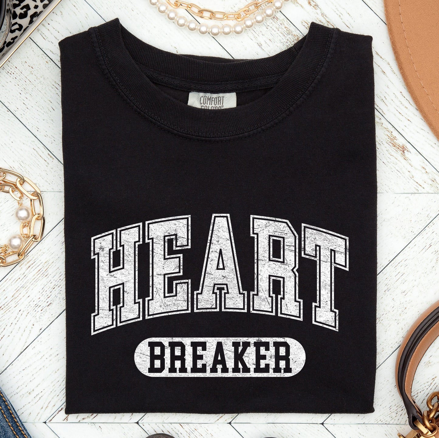 Heart Breaker, Collegiate, Love, Comfort Colors Tshirt, Valentine's Day