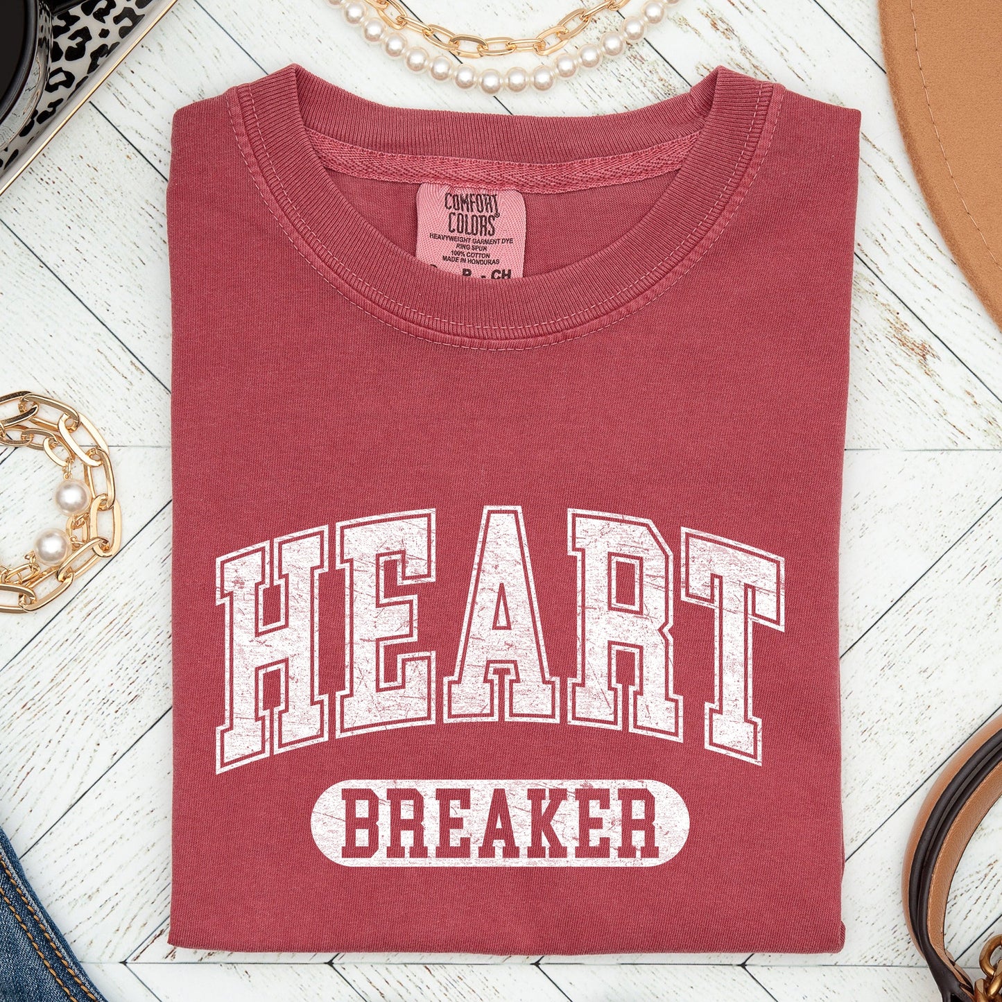 Heart Breaker, Collegiate, Love, Comfort Colors Tshirt, Valentine's Day