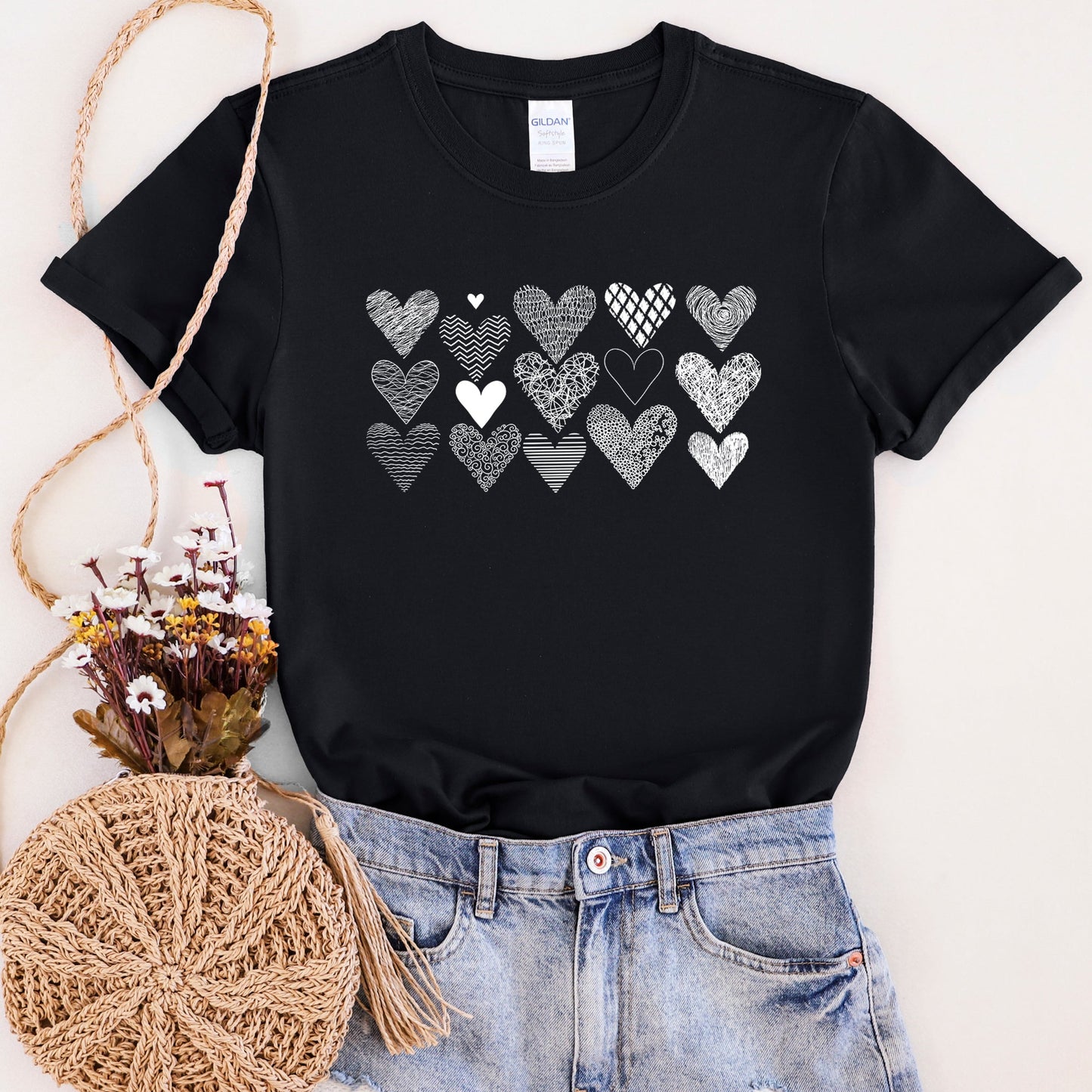 Heart Doodles, Super Soft Tshirt, Valentine's Day