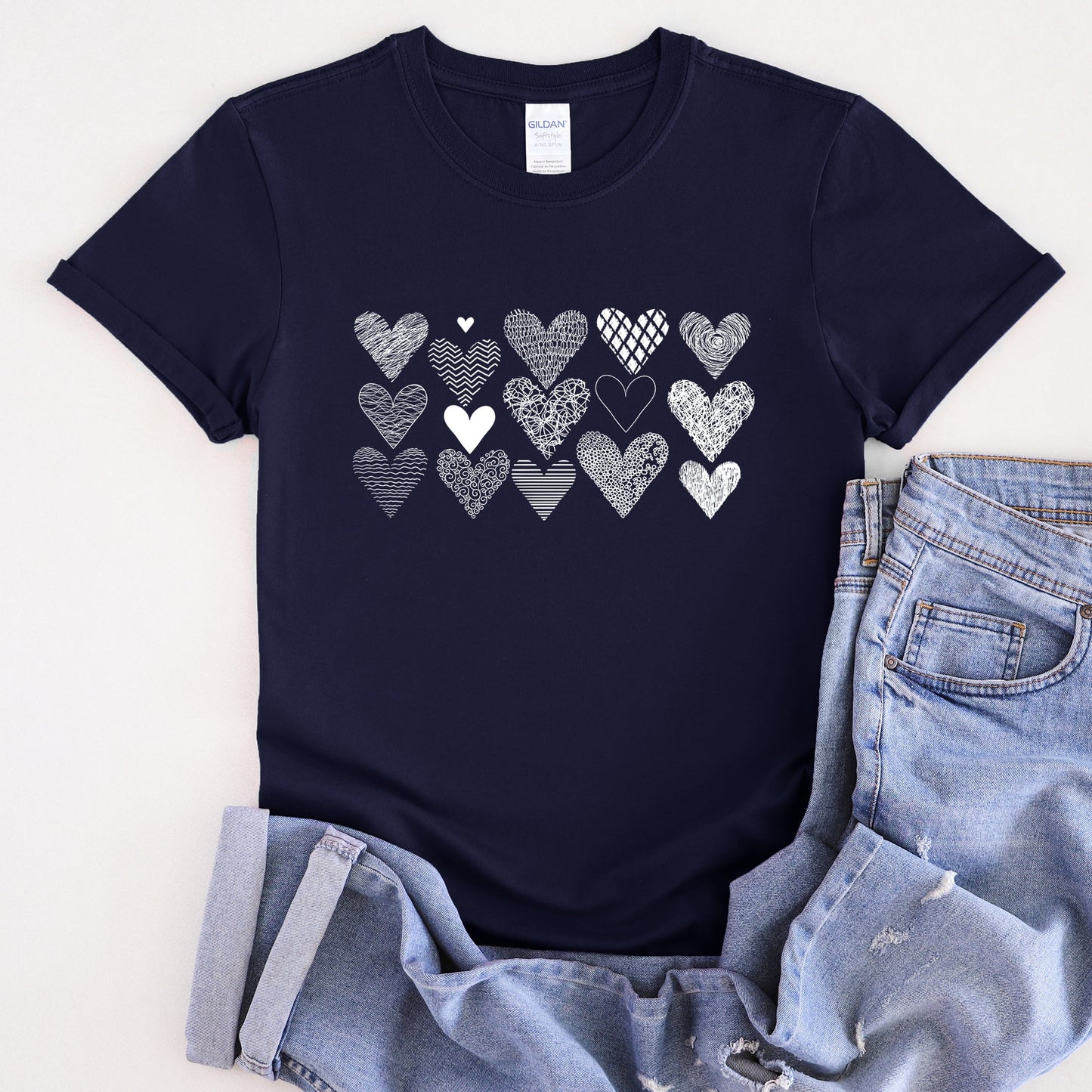 Heart Doodles, Super Soft Tshirt, Valentine's Day