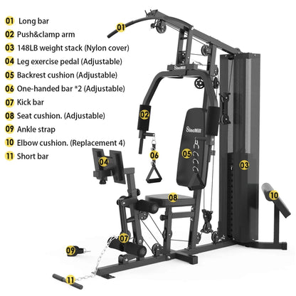 Heavy Duty All-In-One Home Gym Workout Station For Full Body Strength Training, 150LBS (SAK12959)
