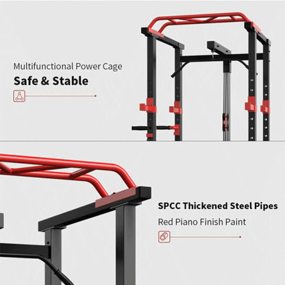 Heavy Duty Professional Multi-Function Adjustable Power Cage Rack, 1000LBS (SAK98149)
