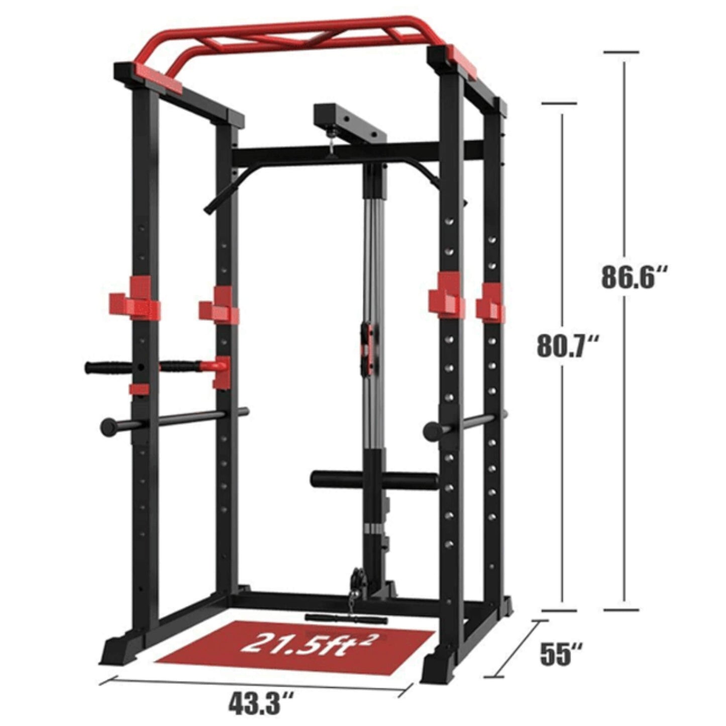 Heavy Duty Professional Multi-Function Adjustable Power Cage Rack, 1000LBS (SAK98149)