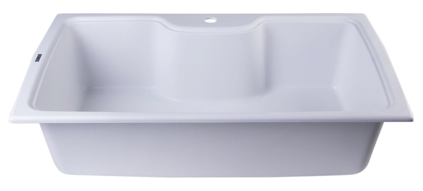 ALFI brand AB3520DI 35" Drop-In Single Bowl Granite Composite Kitchen Sink