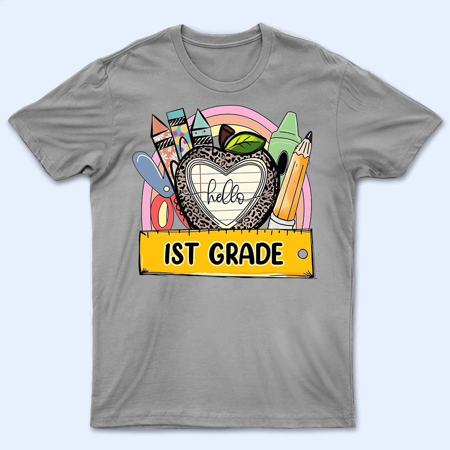 Hello 1st Grade - Personalized Custom T Shirt - Birthday, Loving, Funny Gift for Teacher, Kindergarten, Preschool, Pre K, Paraprofessional