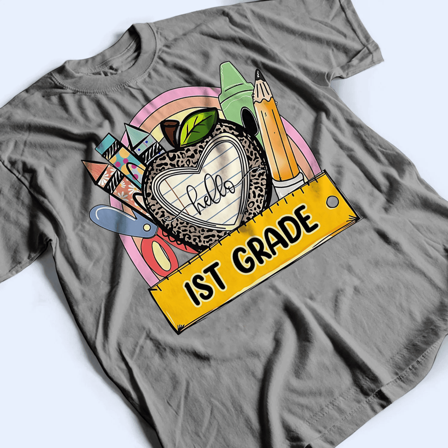 Hello 1st Grade - Personalized Custom T Shirt - Birthday, Loving, Funny Gift for Teacher, Kindergarten, Preschool, Pre K, Paraprofessional