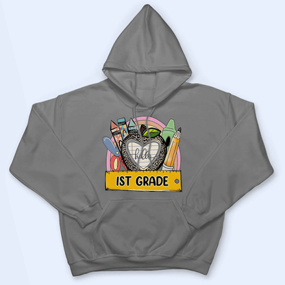 Hello 1st Grade - Personalized Custom T Shirt - Birthday, Loving, Funny Gift for Teacher, Kindergarten, Preschool, Pre K, Paraprofessional
