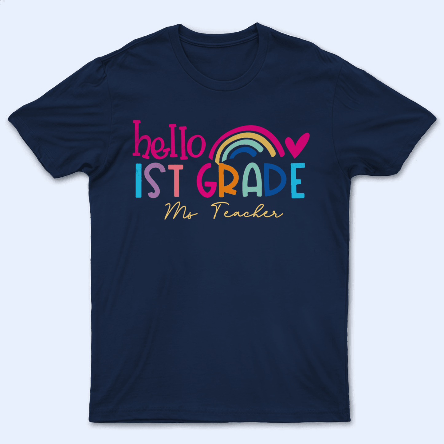 Hello School - Back to School Teacher Shirt Design - Personalized Custom T Shirt - Birthday, Loving, Funny Gift for Teacher, Kindergarten, Preschool, Pre K, Paraprofessional