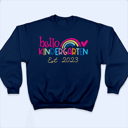 Hello School - Back to School Teacher Shirt Design - Personalized Custom T Shirt - Birthday, Loving, Funny Gift for Teacher, Kindergarten, Preschool, Pre K, Paraprofessional
