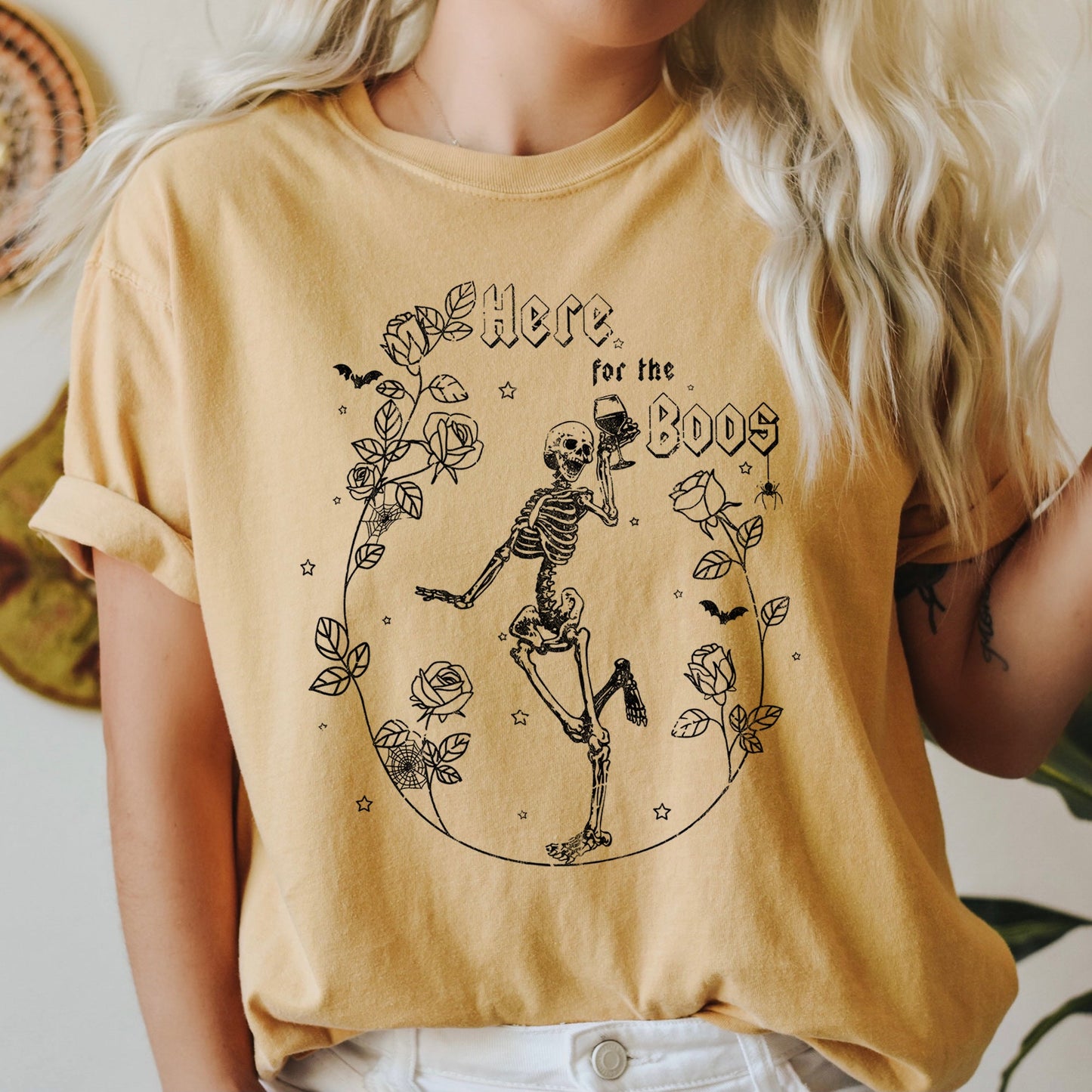 Here For The Boos Retro Halloween Comfort Colors Tshirt
