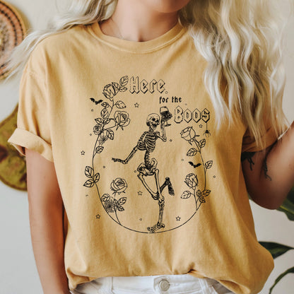 Here For The Boos Retro Halloween Comfort Colors Tshirt