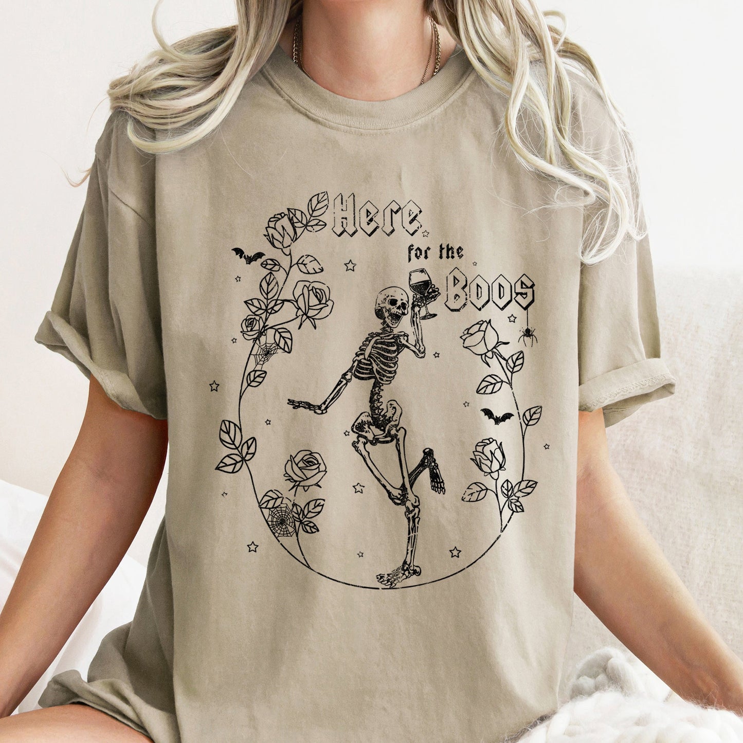 Here For The Boos Retro Halloween Comfort Colors Tshirt