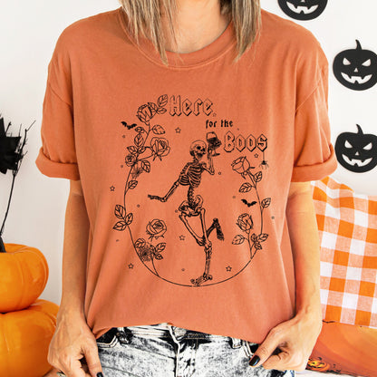 Here For The Boos Retro Halloween Comfort Colors Tshirt