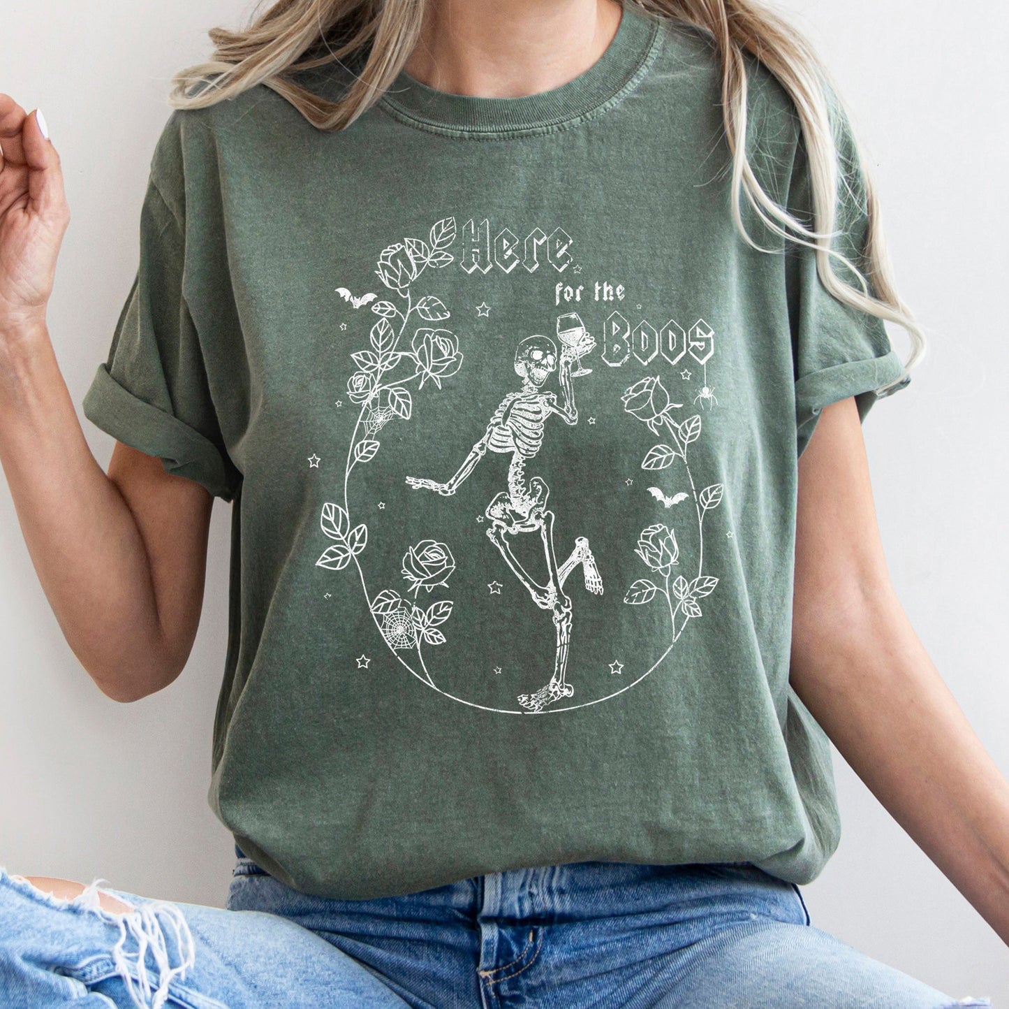 Here For The Boos Retro Halloween Comfort Colors Tshirt