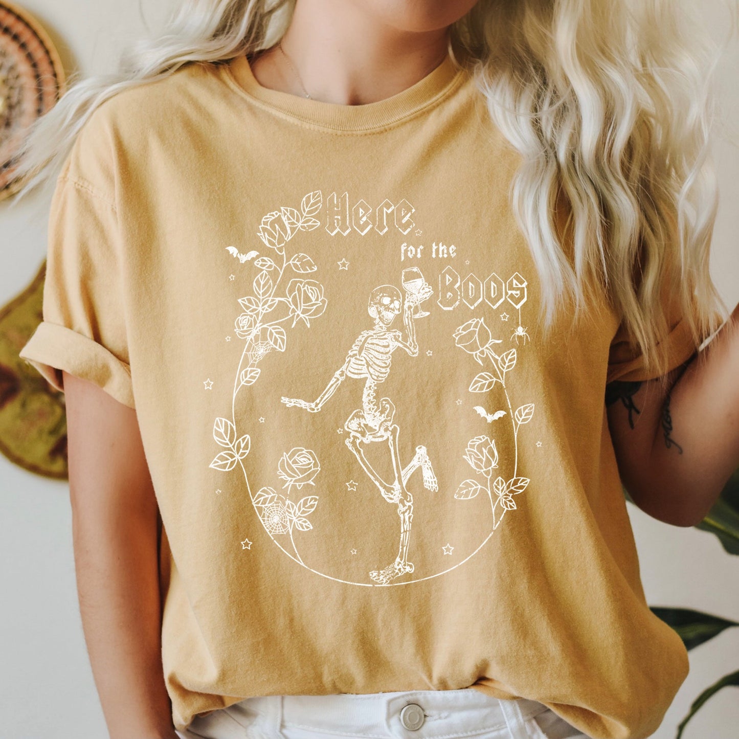 Here For The Boos Retro Halloween Comfort Colors Tshirt