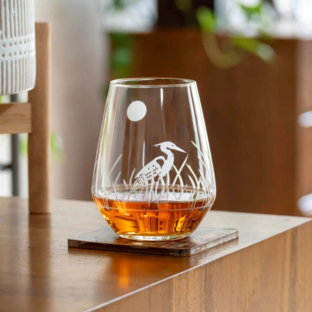 Heron Etched Glassware