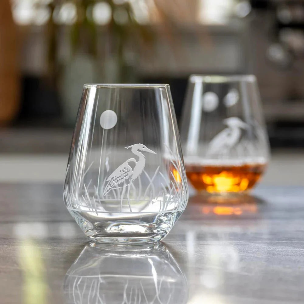 Heron Etched Glassware