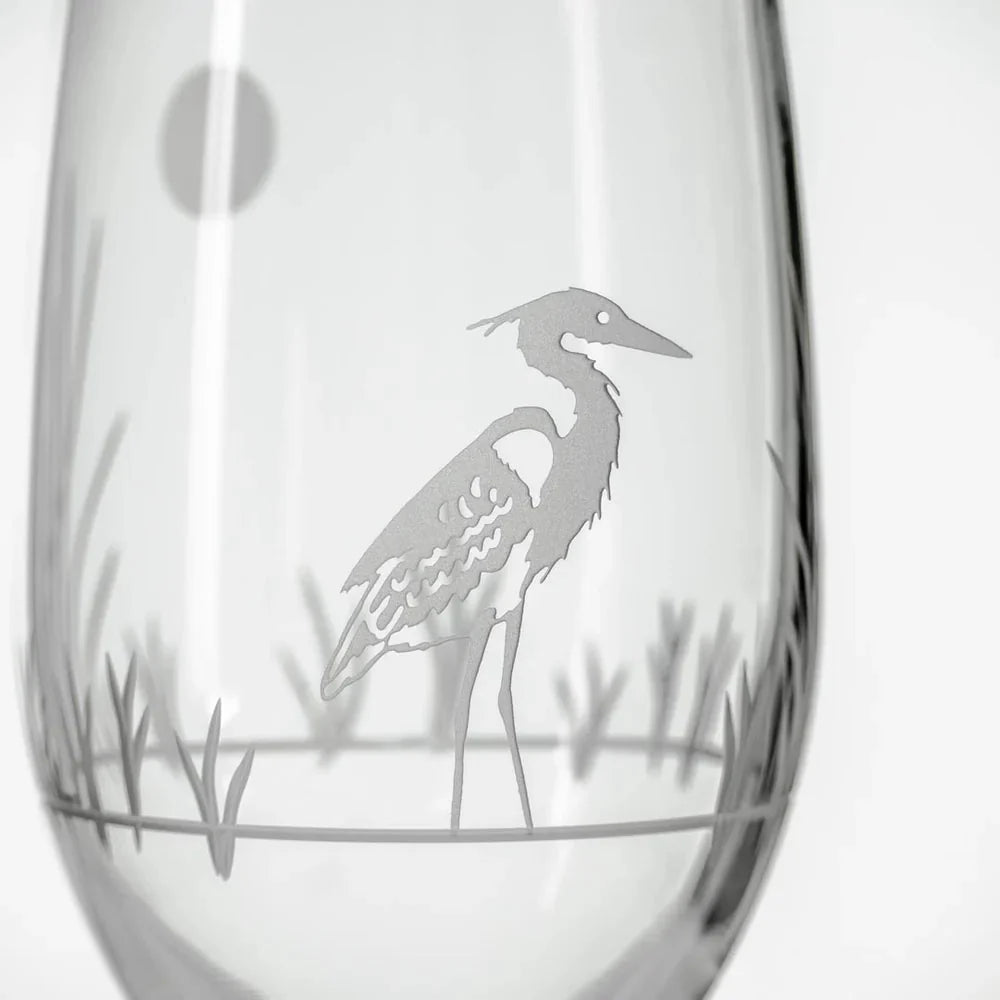 Heron Etched Glassware