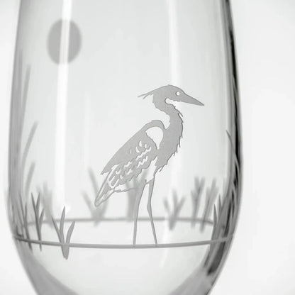 Heron Etched Glassware