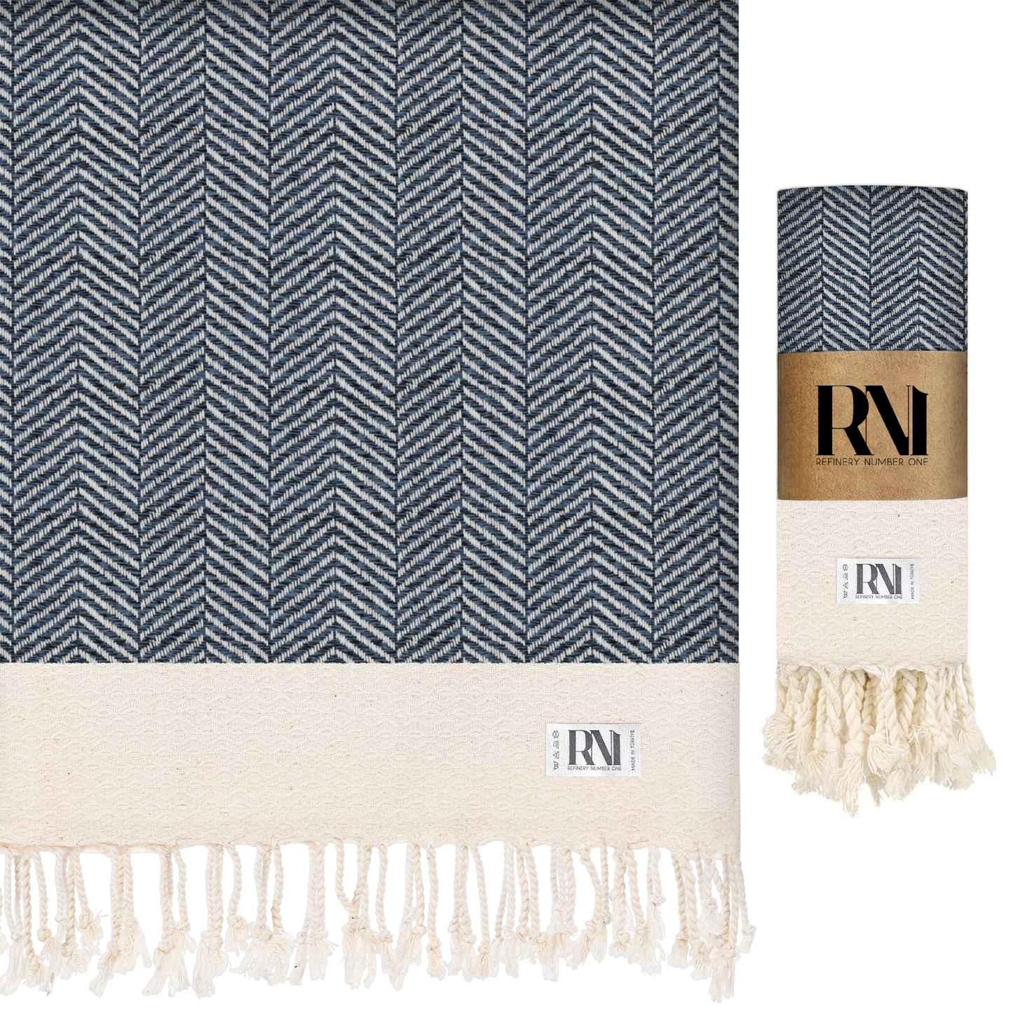 Herringbone Turkish Peshtemal Beach Bath Gym Yoga Towel 36” x 71”