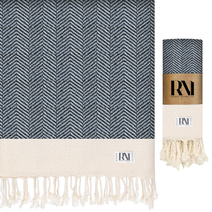 Herringbone Turkish Peshtemal Beach Bath Gym Yoga Towel 36” x 71”
