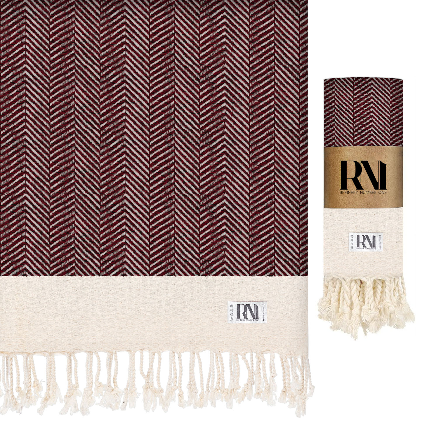 Herringbone Turkish Peshtemal Beach Bath Gym Yoga Towel 36” x 71”